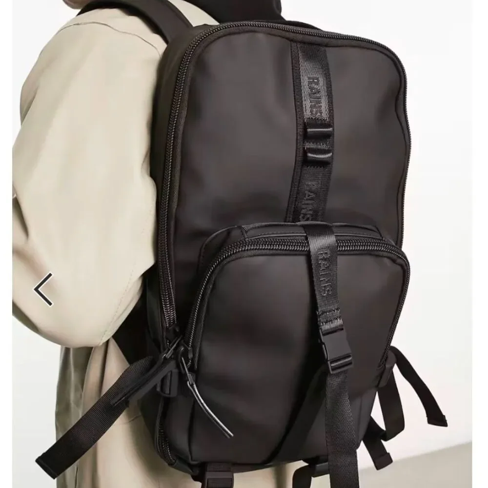 Rains Trail Rucksack Black Water Resistant Backpack 14 L- Men / Women